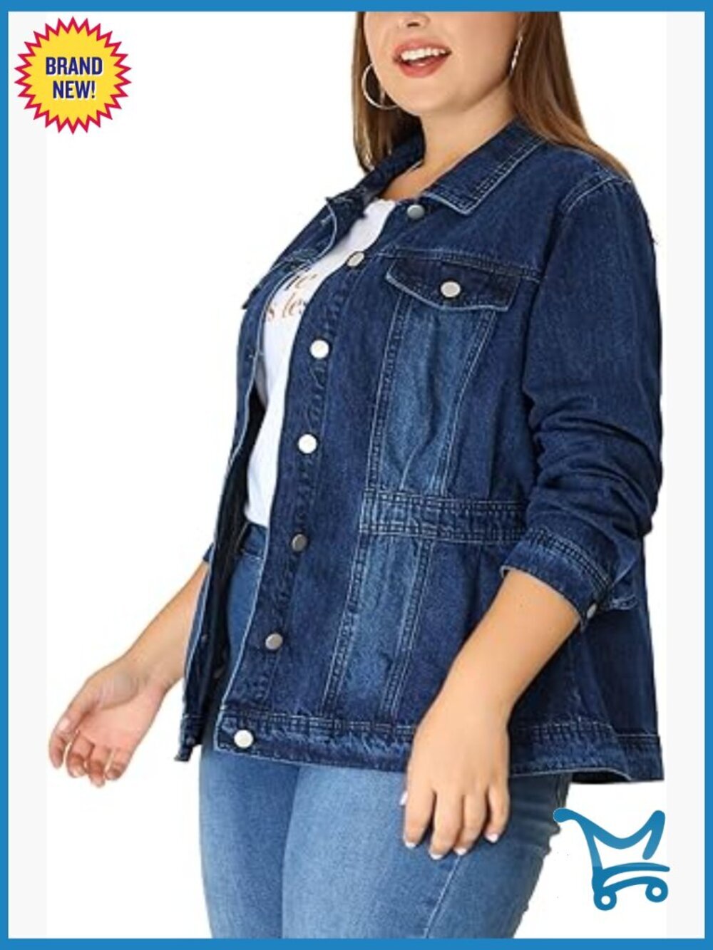 Plus Size Denim Jacket Long Sleeve Button Down Trucker Jacket Western Outfit
